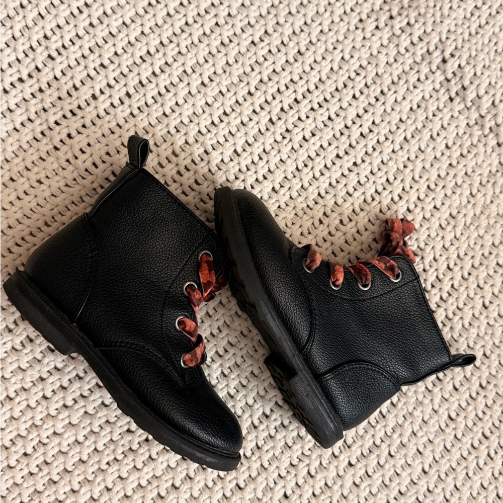 Stylish Black Kids Boots with Pink Accents